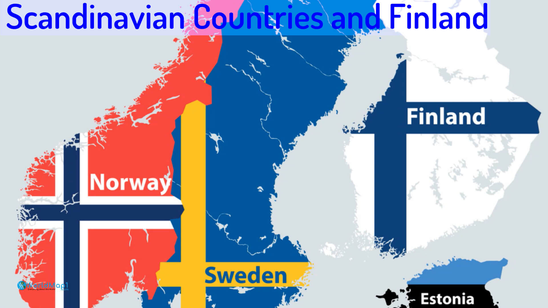 Carte des pays scandinaves et de la Finlande avec drapeau
